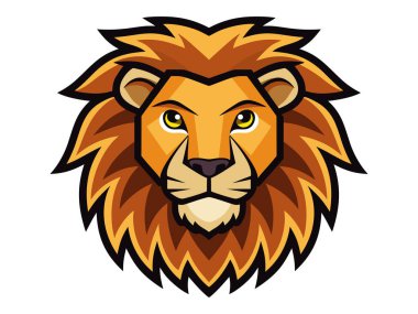 Düz aslan yüzlü Clipart, cesur hatları olan basit şekiller