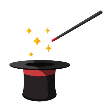 Sihirli Asalı Sihirli Şapka Clipart Düz Tasarımı