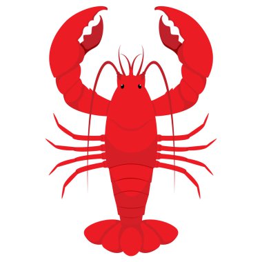 Beyaz zemin üzerinde kırmızı ıstakoz düz stil clipart