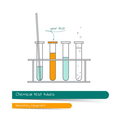 Kimyasal test tüplerinin düz çizgi simgesi seti