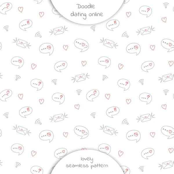 Patrón sin costuras con burbuja para texto, corazones, letras y besos Vector De Stock