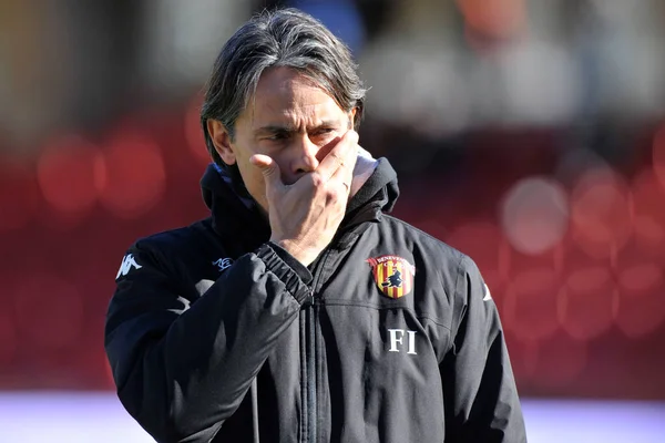 Filippo Inzaghi Entrenador Benevento Durante Partido Del Campeonato Italiano Serie —  Fotos de Stock