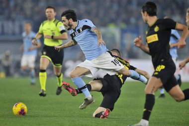 Romero Alconchel Lazio, 16 / 02 / 2019 tarihinde Roma 'daki Olimpiyat Stadyumu' nda oynanan Serie A 'nın Lazio - Inter 2-1 arasındaki futbol şampiyonası maçında Inter oyuncusuyla tezat oluşturdu.
