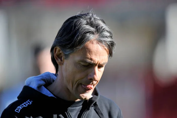 Filippo Inzaghi Treinador Benevento Durante Partida Campeonato Italiano Série Benevento — Fotografia de Stock