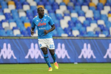 Napoli 'nin Kalidou Koulibaly oyuncusu, Napoli ile Ceneviz arasında oynanan İtalya SerieA Şampiyonası final maçı sırasında Napoli' nin San Paolo Stadyumu 'nda oynanan maç 6-0' dı..
