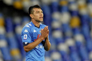 Napoli 'nin Hirving Lozano oyuncusu, Napoli ile Ceneviz arasındaki İtalya SerieA şampiyonası maçında Napoli' nin San Paolo Stadyumu 'nda oynanan maçın son maçı 6-0' dı..