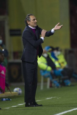 Benevento, İtalya, 13 Mart 2021. Benevento 'daki Ciro Vigorito Stadyumu' nda oynanan Benevento - Fiorentina final resul 1-4 sezonu arasında oynanan İtalya Serie A karşılaşmasında Cesare Prandelli 'nin antrenörü oldu.. 