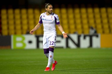 Martin Caceres Fiorentina 'nın oyuncusu, Benevento ile Fiorentina arasında oynanan İtalya Serie A şampiyonluk maçında 1-4' lük final maçı sırasında, Benevento 'daki Ciro Vigorito Stadyumu' nda oynandı. İtalya, 13 Mart 2021. 