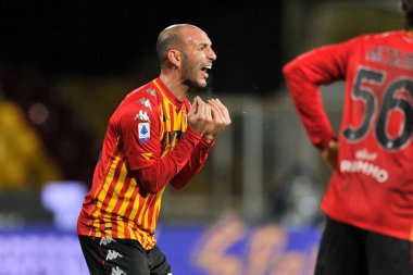 Benevento 'daki Ciro Vigorito Stadyumu' nda oynanan İtalya Serie A maçında Benevento - Milan final maçı 0-2 arasında oynanan maçta Pasquale Schiattarella oyuncusu. İtalya, 3 Ocak 2021. 