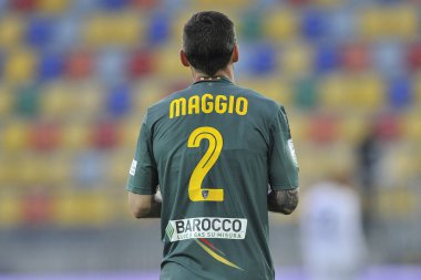 Lecce 'nin Christian Maggio oyuncusu, Frosinone ile Lecce arasındaki İtalya Lig serisi B' nin final maçı sırasında Frosinone 'deki Benito Stirpe Stadyumu' nda oynandı. İtalya, 20 Mart 2021