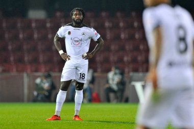 Spezia 'lı Mbala Nzola oyuncusu, Benevento ile Spezia arasında oynanan İtalya Serie A futbol şampiyonası maçında Benevento Vigorito Stadyumu' nda oynanan maçın son sonucu 0-3 oldu. İtalya, Kasım 07, 2020. 