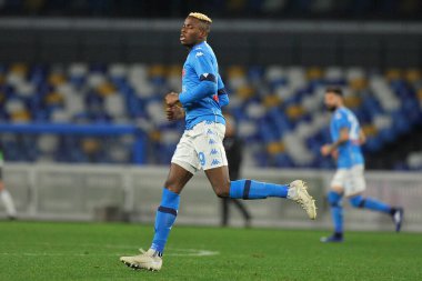Napoli 'li Victor Osimhen, Napoli ile Atalanta arasındaki İtalya Kupası yarı final maçında Diego Armando Maradona Stadyumu' nda oynanan maç 4-1 'dir. İtalya, 3 Şubat 2021.