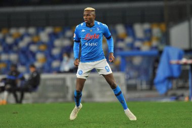 Napoli 'li Victor Osimhen, Napoli ile Atalanta arasındaki İtalya Kupası yarı final maçında Diego Armando Maradona Stadyumu' nda oynanan maç 4-1 'dir. İtalya, 3 Şubat 2021.