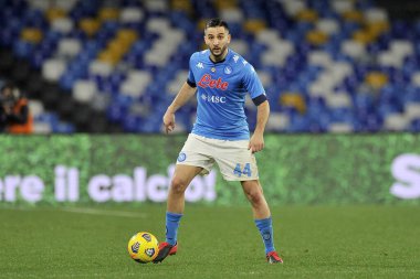 Napoli 'nin Konstantinos Manolas oyuncusu, Napoli ile Atalanta arasında oynanan İtalya Kupası yarı final maçında Diego Armando Maradona Stadyumu' nda oynanan maç 4-1 'dir. İtalya, 3 Şubat 2021.