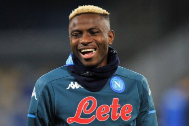 Napoli 'li Victor Osimhen, Napoli ile Atalanta arasındaki İtalya Kupası yarı final maçında Diego Armando Maradona Stadyumu' nda oynanan maç 4-1 'dir. İtalya, 3 Şubat 2021.