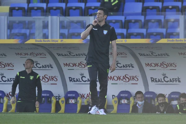 Frosinone Itália Abril 2021 Fabio Grosso Treinador Frosinone Durante Partida — Fotografia de Stock