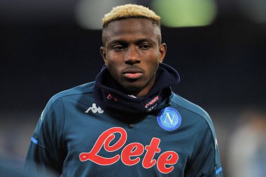Napoli 'den Victor Osimhen, İtalya Serie A maçında Napoli ile Bologna arasında oynanan maçın son sonucu 3-1, Diego Armando Maradona Stadyumu' nda oynandı. İtalya, 07 Mart 2021.