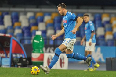 Napoli 'nin Amir Rrahmani oyuncusu, İtalya Serie A maçında Napoli ile Bologna arasında oynanan maçın sonucu 3-1, Diego Armando Maradona Stadyumu' nda oynandı. İtalya, 07 Mart 2021.