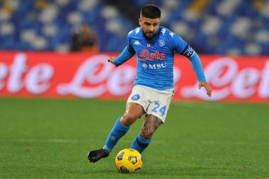 Napoli 'li Lorenzo Insigne, İtalya Serie A maçında Napoli ile Bologna arasında oynanan maçın sonucu 3-1, Diego Armando Maradona Stadyumu' nda oynandı. İtalya, 07 Mart 2021.