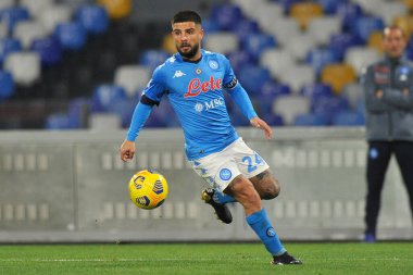Napoli 'li Lorenzo Insigne, İtalya Serie A maçında Napoli ile Bologna arasında oynanan maçın sonucu 3-1, Diego Armando Maradona Stadyumu' nda oynandı. İtalya, 07 Mart 2021.