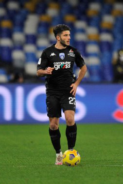 Empoli 'li Davide Zappella oyuncusu, Napoli-Empoli maçında Napoli maçının final maçı 3-2, Napoli' deki Diego Armando Maradona Stadyumu 'nda oynandı. İtalya, 13 Ocak 2021. 