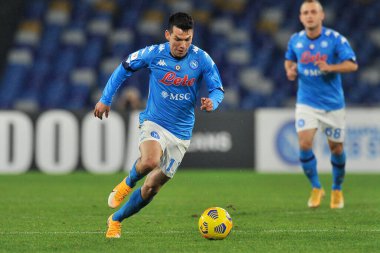 Napoli 'li Hirving Lozano oyuncusu, Napoli ile Empoli arasındaki İtalya Kupası maçında, Napoli' deki Diego Armando Maradona Stadyumu 'nda oynanan final maçı 3-2' dir. İtalya, 13 Ocak 2021.
