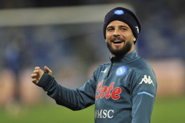 Napoli 'li Lorenzo Insigne, Napoli ile Empoli arasındaki İtalya Kupası maçında, Napoli' deki Diego Armando Maradona Stadyumu 'nda oynanan final maçı 3-2' dir. İtalya, 13 Ocak 2021.