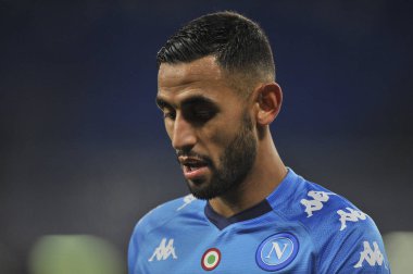 Napoli 'nin Faouzi Ghoulam oyuncusu Napoli ile Empoli arasındaki İtalya Kupası maçında Napoli Maradona' daki Diego Armando Stadyumu 'nda oynanan final maçı 3-2' dir. İtalya, 13 Ocak 2021.