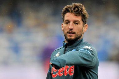 Napoli 'li Dries Mertens, Napoli-Fiorentina maçının final maçı olan Diego Armando Maradona Stadyumu' nda oynanan Serie A maçında 5-0 berabere kaldı. İtalya, 17 Ocak 2021. 