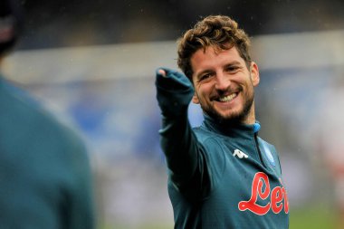 Napoli 'li Dries Mertens, Napoli-Fiorentina maçının final maçı olan Diego Armando Maradona Stadyumu' nda oynanan Serie A maçında 5-0 berabere kaldı. İtalya, 17 Ocak 2021. 