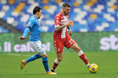 Fiorentina 'dan Lorenzo Venuti, İtalya Ligi Serie A maçında Napoli - Fiorentina final maçı 5-0 arasında Diego Armando Maradona Stadyumu' nda oynandı. İtalya, 17 Ocak 2021.