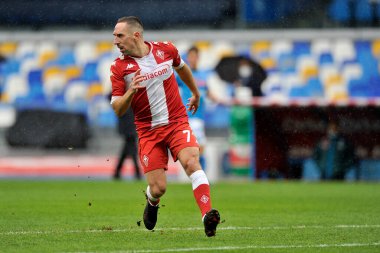 Fiorentina 'lı Franck Ribery, İtalya Ligi Serie A maçında Napoli - Fiorentina final maçı 5-0 arasında Diego Armando Maradona Stadyumu' nda oynandı. İtalya, 17 Ocak 2021. 