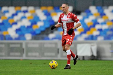 Fiorentina 'lı Franck Ribery, İtalya Ligi Serie A maçında Napoli - Fiorentina final maçı 5-0 arasında Diego Armando Maradona Stadyumu' nda oynandı. İtalya, 17 Ocak 2021. 