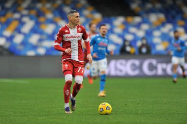 Fiorentina 'dan Jose Maria Callejon, İtalya Ligi Serie A maçında Napoli - Fiorentina final maçı 5-0, Diego Armando Maradona Stadyumu' nda oynandı. İtalya, 17 Ocak 2021.