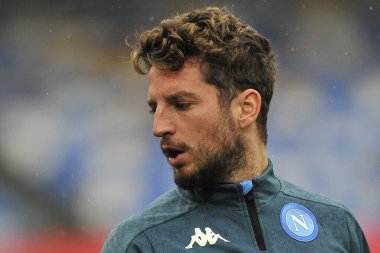 Napoli 'li Dries Mertens, Napoli-Fiorentina maçının final maçı olan Diego Armando Maradona Stadyumu' nda oynanan Serie A maçında 5-0 berabere kaldı. İtalya, 17 Ocak 2021.