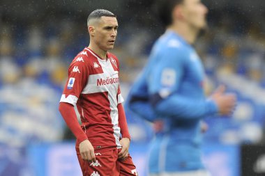 Fiorentina 'dan Jose Maria Callejon, İtalya Ligi Serie A maçında Napoli - Fiorentina final maçı 5-0, Diego Armando Maradona Stadyumu' nda oynandı. İtalya, 17 Ocak 2021.