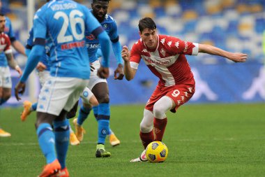 Napoli 'li Dusan Vlahoviç, İtalya Ligi Serie A maçında Napoli - Fiorentina final maçı 5-0, Diego Armando Maradona Stadyumu' nda oynandı. İtalya, 17 Ocak 2021.