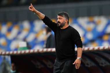 Napoli 'nin Napoli teknik direktörü Gennaro Gattuso, Napoli ile Ceneviz arasında oynanan İtalya SerieA Şampiyonası final maçı sırasında Napoli' deki San Paolo Stadyumu 'nda oynanan karşılaşma 6-0' dı..