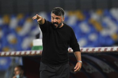 Napoli 'nin Napoli teknik direktörü Gennaro Gattuso, Napoli ile Ceneviz arasında oynanan İtalya SerieA Şampiyonası final maçı sırasında Napoli' deki San Paolo Stadyumu 'nda oynanan karşılaşma 6-0' dı..