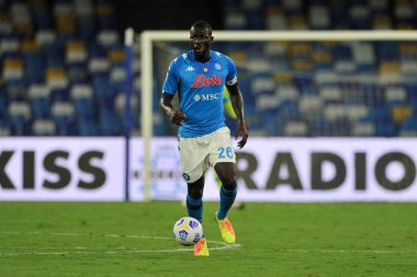 Napoli 'nin Kalidou Koulibaly oyuncusu, Napoli ile Ceneviz arasında oynanan İtalya SerieA Şampiyonası final maçı sırasında Napoli' nin San Paolo Stadyumu 'nda oynanan maç 6-0' dı..