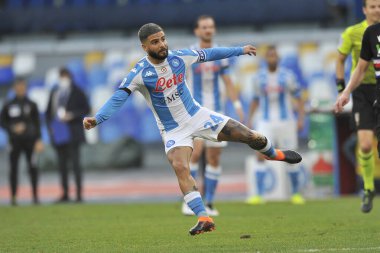 Napoli 'li Lorenzo Insigne, Napoli ile Sampdoria arasındaki İtalyan futbol ligi maçında, Napoli' deki Diego Armando Maradona Stadyumu 'nda oynanan final maçı 2-1' dir. İtalya, 13 Aralık 2020. 
