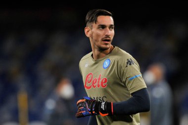 Napoli 'den Alex Meret' in Napoli 'deki San Paolo Stadyumu' nda oynanan Napoli - Sassuolo maçının final maçı sırasında oynadığı maç. İtalya, 01 Kasım 2020. 