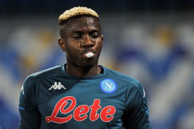 Napoli 'li Victor Osimhen, Napoli ile Sassuolo arasındaki SerieA futbol şampiyonası maçında Napoli' deki San Paolo Stadyumu 'nda oynanan maçın son maçı. İtalya, 01 Kasım 2020. 