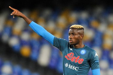Napoli 'li Victor Osimhen, Napoli ile Sassuolo arasındaki SerieA futbol şampiyonası maçında Napoli' deki San Paolo Stadyumu 'nda oynanan maçın son maçı. İtalya, 01 Kasım 2020. 
