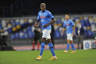 Napoli 'li Victor Osimhen, Napoli ile Sassuolo arasındaki SerieA futbol şampiyonası maçında Napoli' deki San Paolo Stadyumu 'nda oynanan maçın son maçı. İtalya, 01 Kasım 2020.
