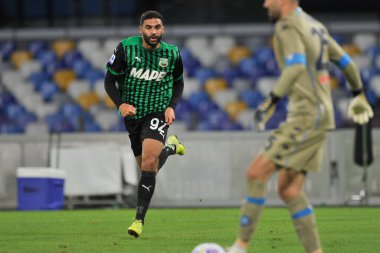 Napoli ve Sassuolo arasındaki SerieA futbol şampiyonası maçında Sassuolo 'nun Gregoire Defrel oyuncusu 0-2, Napoli' deki San Paolo Stadyumu 'nda oynandı. İtalya, 01 Kasım 2020. 