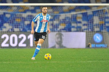 Napoli 'li Nikola Maksimoviç, Napoli ile Spezia arasındaki İtalya futbol ligi Serie A maçında 1-2, Napoli' deki Diego Armando Maradona Stadyumu 'nda oynandı. İtalya, Ocak 06, 2021. 