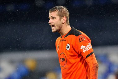 Spezia 'nın Ivan Provedel oyuncusu, Napoli ile Spezia arasındaki İtalya futbol ligi Serie A maçında, final maçı 1-2, Napoli' deki Diego Armando Maradona Stadyumu 'nda oynandı. İtalya, Ocak 06, 2021.