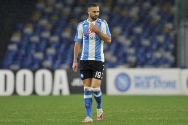 Napoli 'li Nikola Maksimoviç, Napoli ile Spezia arasındaki İtalya futbol ligi Serie A maçında 1-2, Napoli' deki Diego Armando Maradona Stadyumu 'nda oynandı. İtalya, Ocak 06, 2021. 