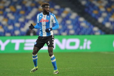 Napoli 'nin Timoue Bakayoko oyuncusu, Napoli ile Spezia arasında oynanan İtalya Ligi Serie A maçında, final maçı 1-2, Napoli' nin Diego Armando Maradona Stadyumu 'nda oynandı. İtalya, Ocak 06, 2021.